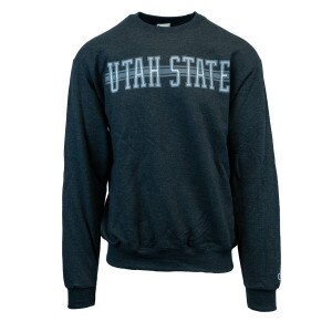 champion utah state striped crew sweatshirt charcoal